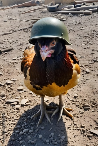 Wallpaper Mural chicken in world war 3 wearing protection armor. survival for fittest. Generative AI Torontodigital.ca