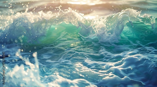 Fototapeta Naklejka Na Ścianę i Meble -  Turquoise water in closeup with gentle waves