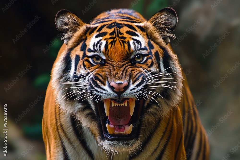 A threatening malayan tiger, stock photo, ai A threatening malayan tiger, stock photo, ai