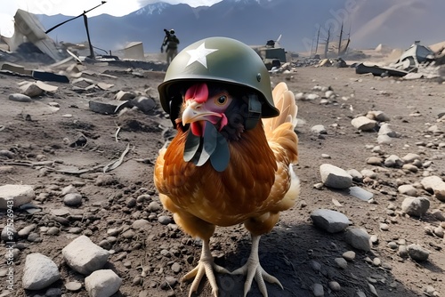 Wallpaper Mural chicken in world war 3 wearing protection armor. survival for fittest. Generative AI Torontodigital.ca