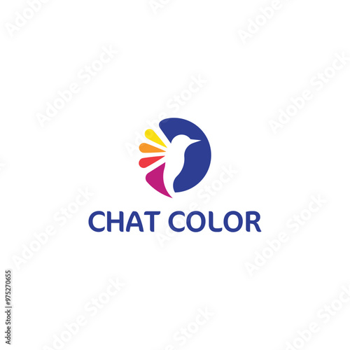 beauty chat bird with wing colorful logo design photo