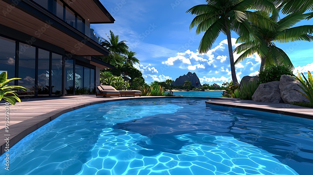 A luxurious villa with an infinity pool offers a breathtaking tropical view, where relaxation meets sophistication. A luxurious villa with an infinity pool offers a breathtaking tropical view, where relaxation meets sophistication.