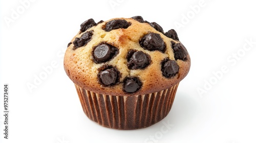 Close-up of a Chocolate Chip Muffin, Baked Goods, Sweet Treat, Dessert, Food Photography, Bakery, Muffin