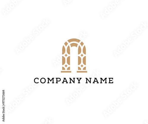 Obraz na płótnie Artisanal Door Pictogram Logo – Handcrafted Symbol for Vintage, Rustic, and Craft Branding w salonie