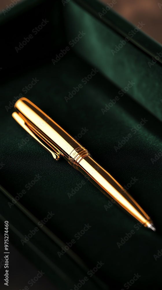Fototapeta premium Custom engraved pen in velvet case, professional gift, 3D illustration