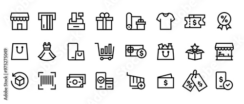 Illustration vector graphic of shopping line icon pack