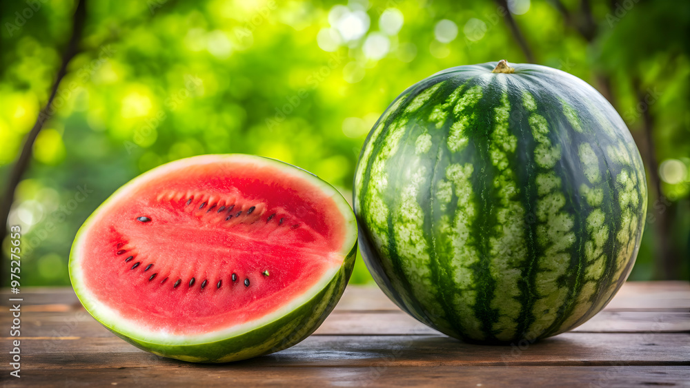 Close up of a fresh watermelon with juicy red flesh, watermelon, fruit, summer, close up, food, juicy, refreshing, ripe