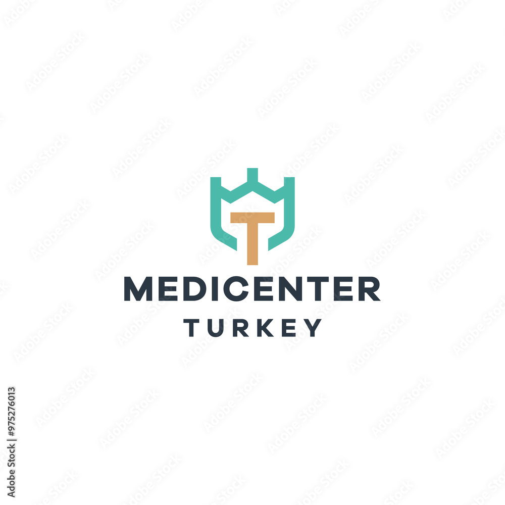 medical center with crown and monogram letter T logo design template medical center with crown and monogram letter T logo design template