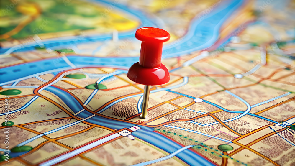 Red pin showing specific location on map , navigation, GPS, marker, destination, travel, location, direction, pinpoint, geography Red pin showing specific location on map , navigation, GPS, marker, destination, travel, location, direction, pinpoint, geography