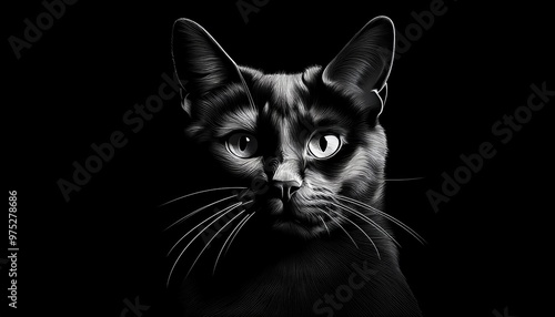 black cat on black background Generative AI 