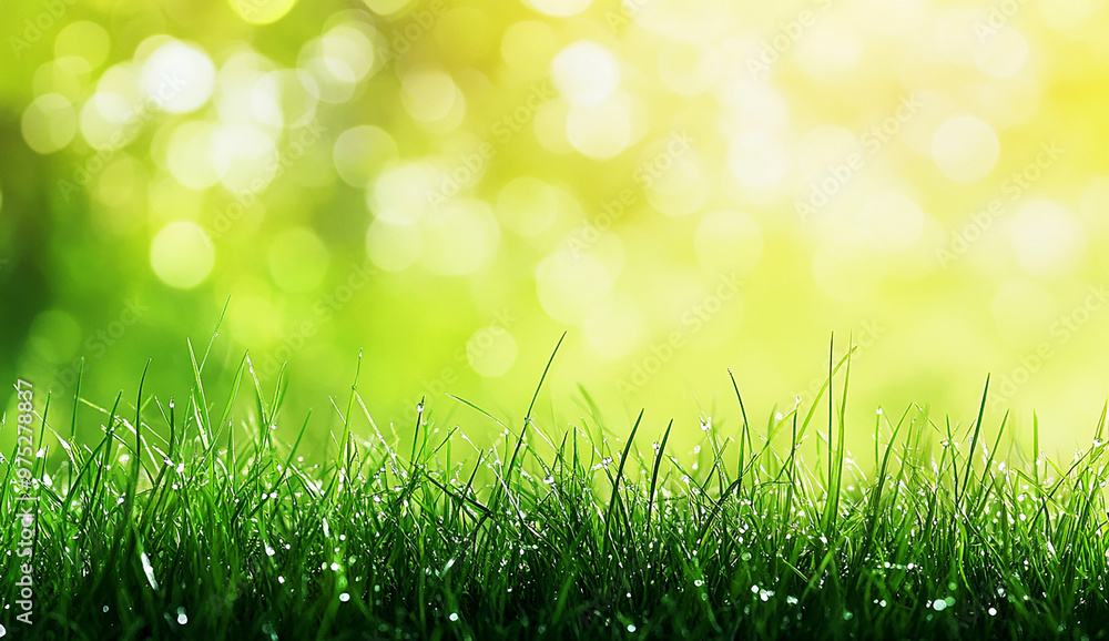 Beautiful green grass background, close-up, blurred focus on the foreground Beautiful green grass background, close-up, blurred focus on the foreground