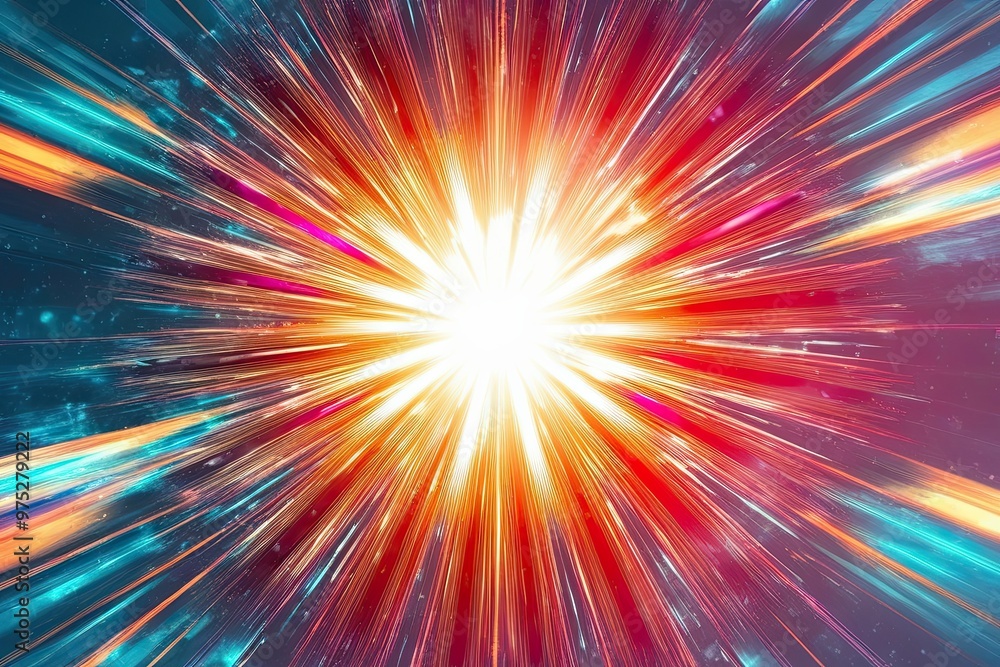 Obraz premium Vibrant Sunburst Overlays with Radiant Sun Streaks and Dazzling Transition Effects