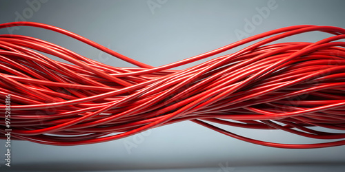 Abstract red wires on plain background for modern design concepts, red, abstract, wires, technology, modern