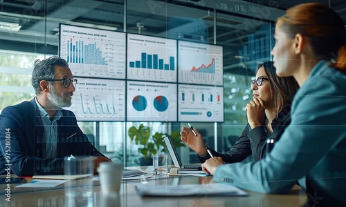 Business Meeting with Charts and Data Analysis. generative ai