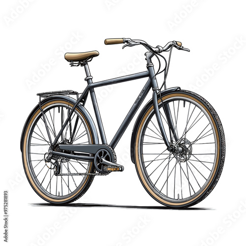 Bicycle on a white background. 3D rendering. Side view.