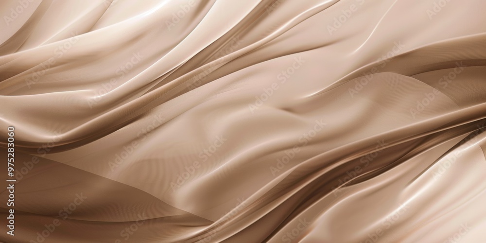 Fototapeta premium Flowing, soft, elegant, beige fabric folds, abstract, smooth, satin, silk, textile background, beauty, luxury, fabric texture concept