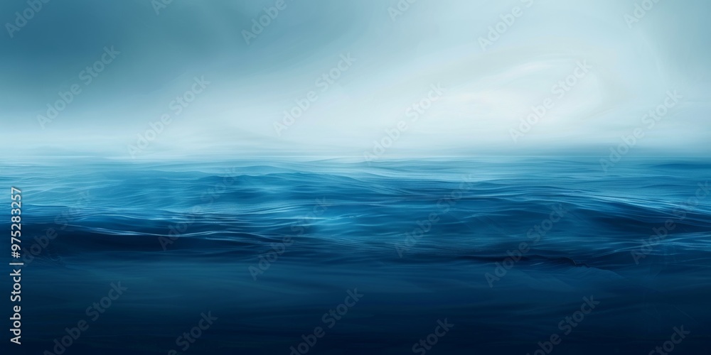 Fototapeta premium Calm and serene abstract background of deep blue sea waters with smooth texture, evoking a minimalistic and elegant atmosphere