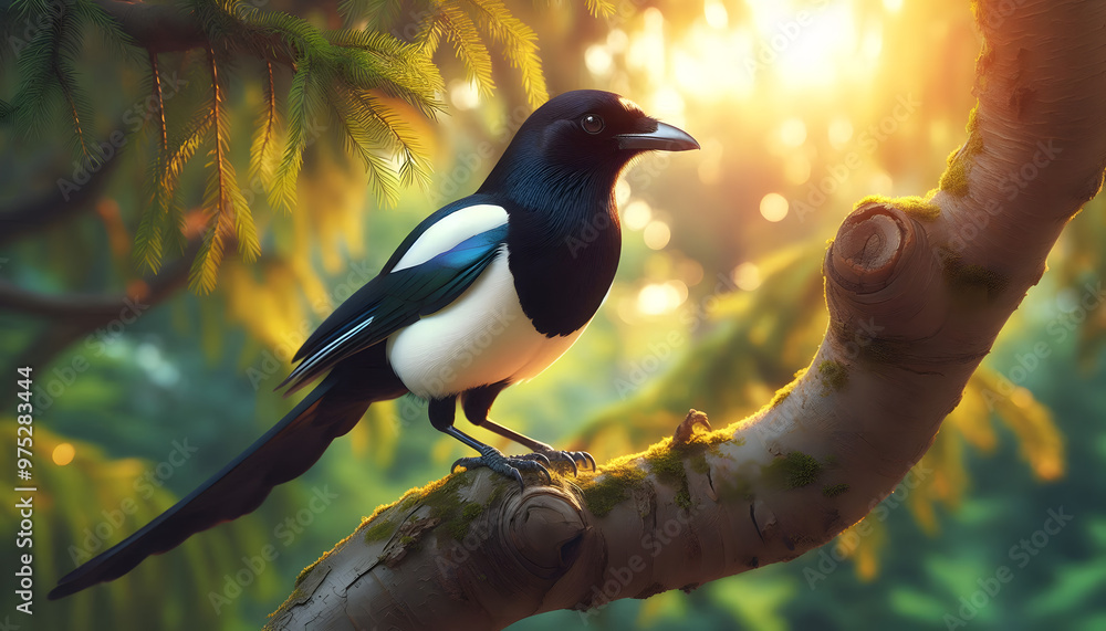 A Real magpie Bird on a tree 4K Bright picture isolated on Natural background 3 A Real magpie Bird on a tree 4K Bright picture isolated on Natural background 3