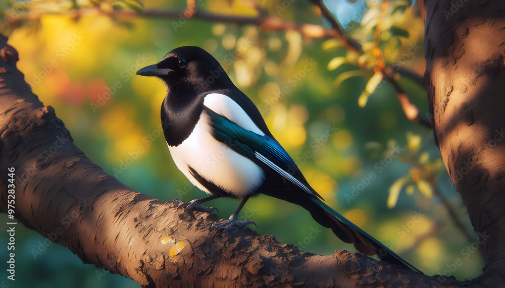 A Real magpie Bird on a tree 4K Bright picture isolated on Natural background 2 A Real magpie Bird on a tree 4K Bright picture isolated on Natural background 2