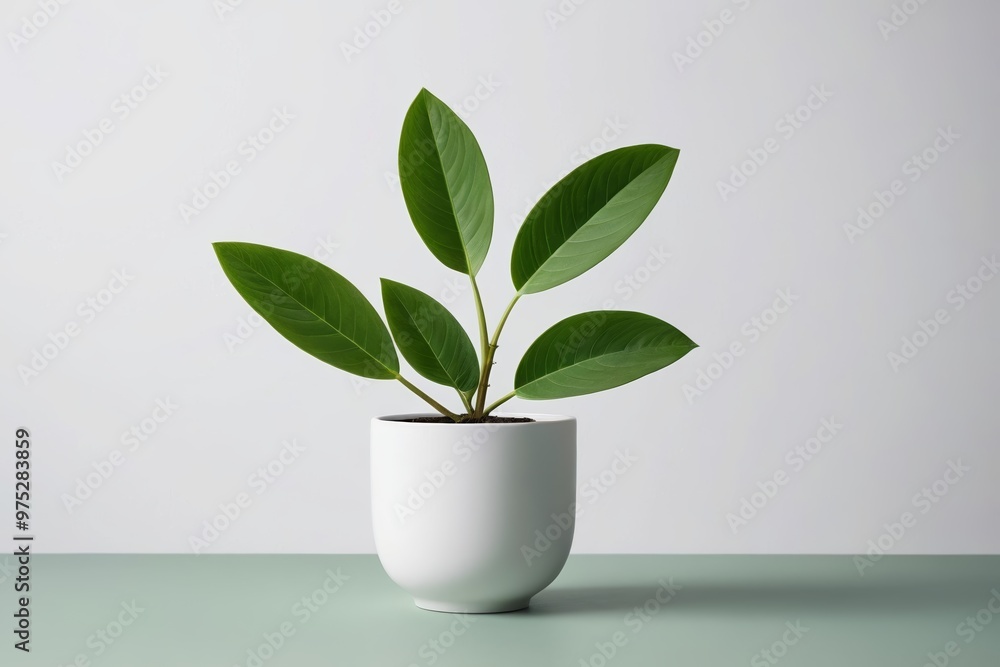 a plant in a white pot on a green table a plant in a white pot on a green table