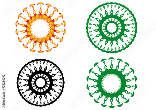 Wallpaper Mural Floral Fireworks: Four Symmetrical Leaf and Flame Mandala Designs in Vibrant Hues For Greeting Cards, Posters, And Backgrounds Torontodigital.ca