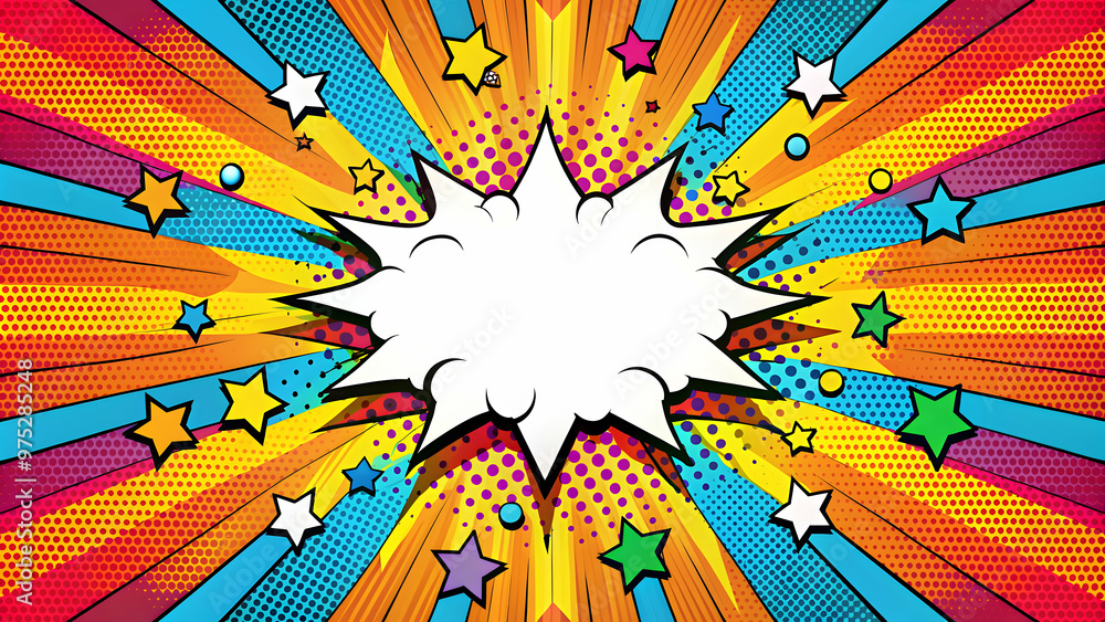 custom made wallpaper toronto digitalColorful pop art explosion with comic book style speech bubbles and onomatopoeic words, pop, art, explosion