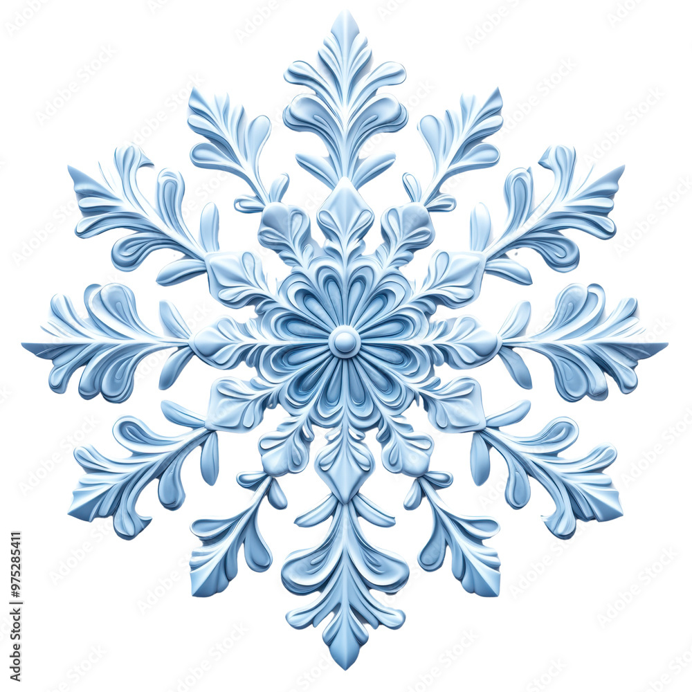 A snowflake clipart, winter element, 3D illustration, intricate design, isolated on white background A snowflake clipart, winter element, 3D illustration, intricate design, isolated on white background