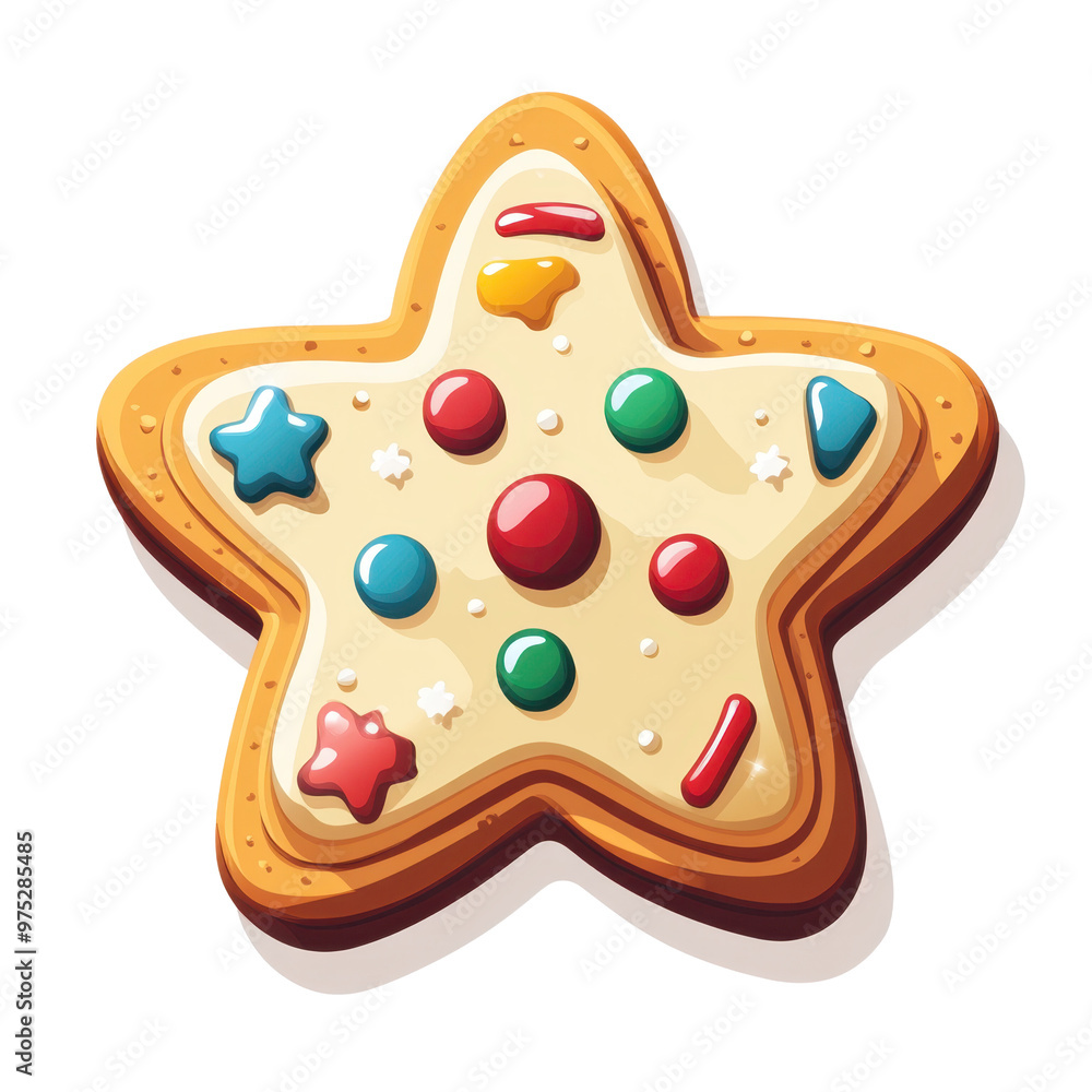 A Christmas cookie clipart, festive treat, flat design, star shape, isolated on white background A Christmas cookie clipart, festive treat, flat design, star shape, isolated on white background