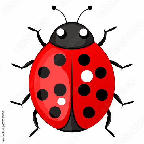 ladybug vector, bright red with black spots, illustration of a ladybug