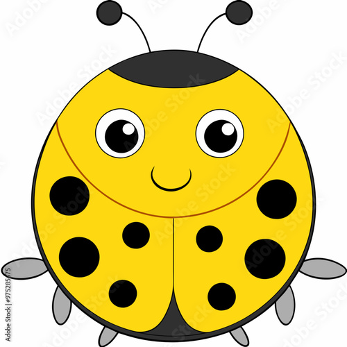 ladybug vector, bright yellow with black spots illustration of a ladybug