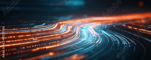 Glowing digital pathways shaping a futuristic city, symbolizing the infrastructure of future economies driven by technology tech-based future economy, digital city growth