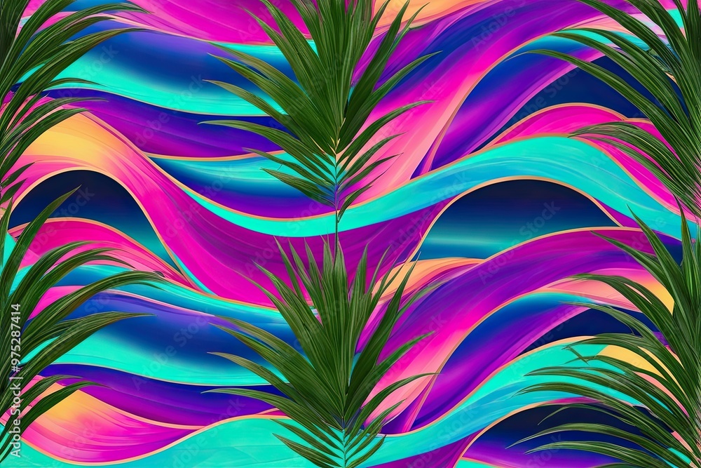 Vibrant Tropical Wave Pattern for 70s and 90s Inspired Event Design Vibrant Tropical Wave Pattern for 70s and 90s Inspired Event Design