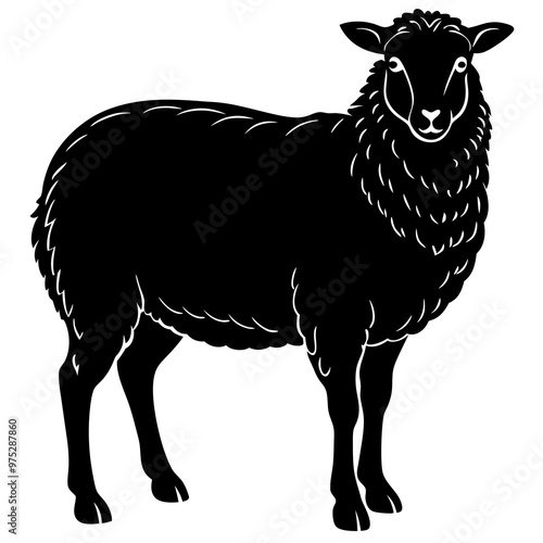 sheep vector silhouette, a silhouette of a sheep