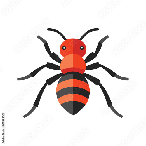 Velvet Ant insect isolated flat vector illustration white background photo