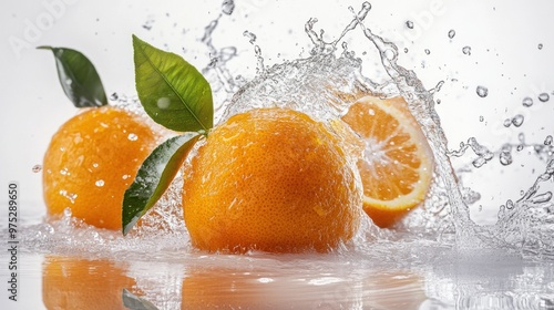 Oranges Splashing in Water