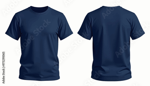 Navy Blue T-Shirt Mockup, Front and Back View