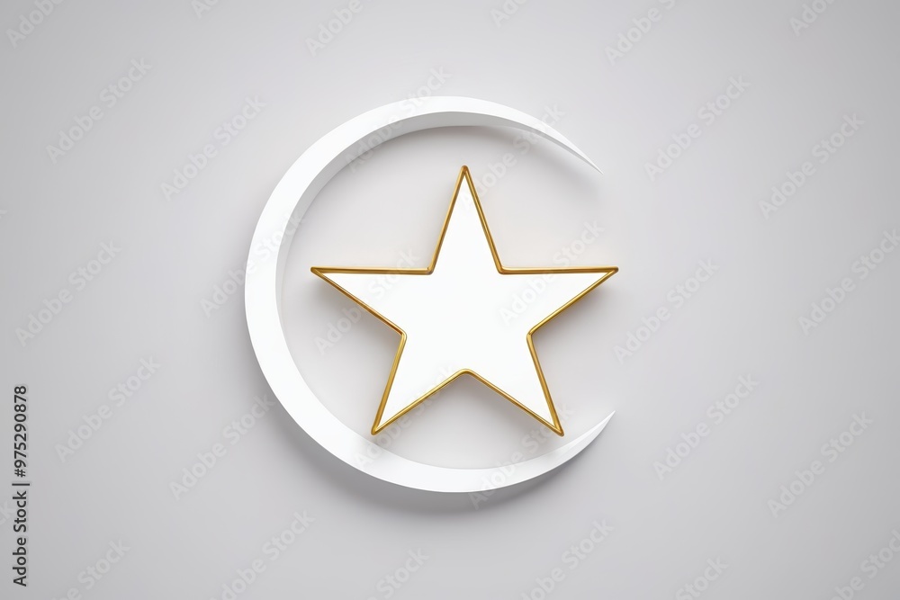 a white crescent with a gold star on top a white crescent with a gold star on top