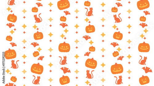 ハロウィンの時期に使えるジャックオーランタンのかわいい背景用ベクターイラスト（16：9）