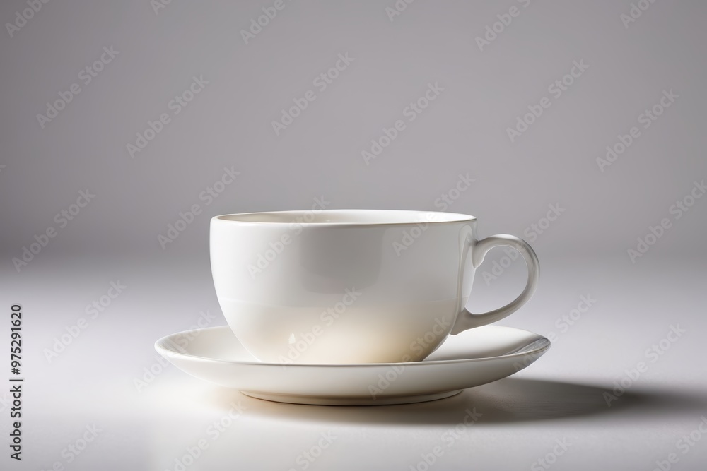 a white cup and saucer on a gray background a white cup and saucer on a gray background