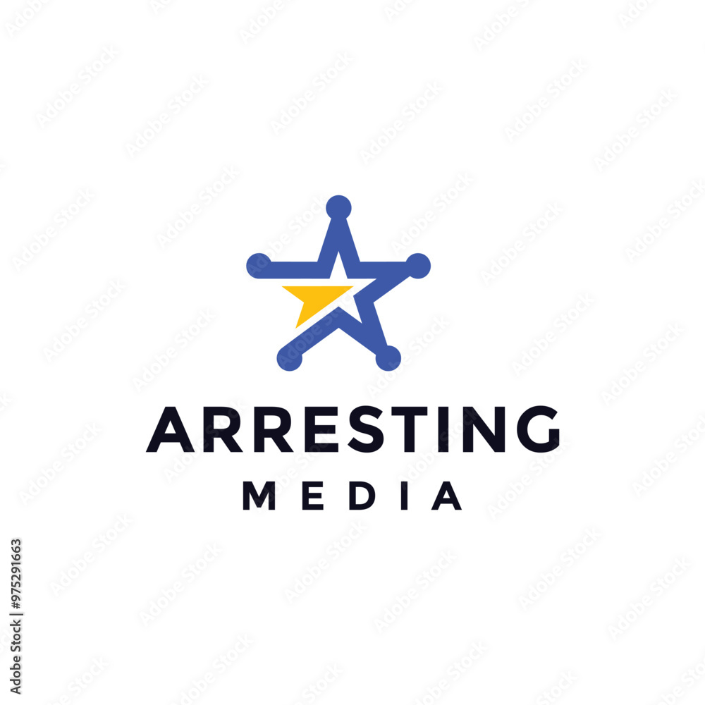 modern media star with arrow logo design template modern media star with arrow logo design template