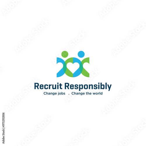 recruit responsible , two people with love logo design , good use for recruitment or medical symbol