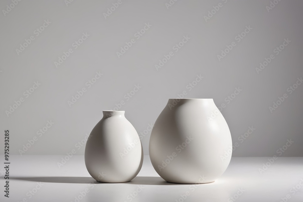 two white vases sitting on a table two white vases sitting on a table