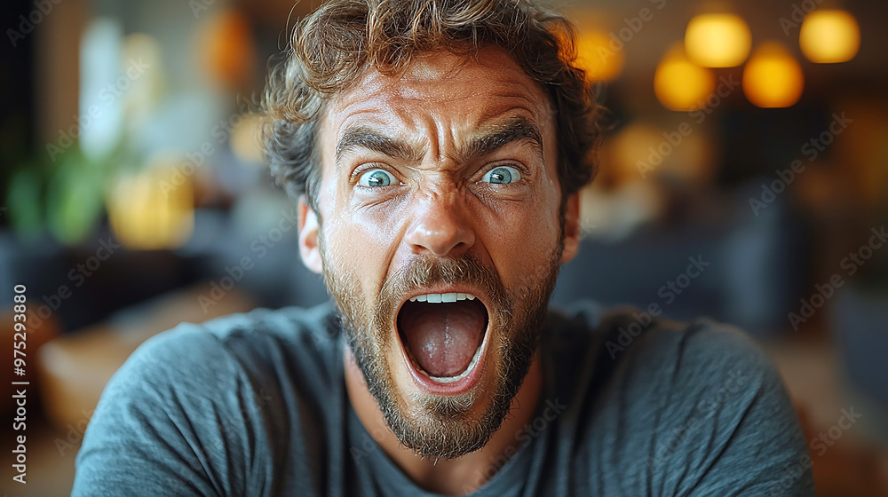 man shouting and say no, closeup photo with open mount and facial expressions of angry and stressful face man shouting and say no, closeup photo with open mount and facial expressions of angry and stressful face