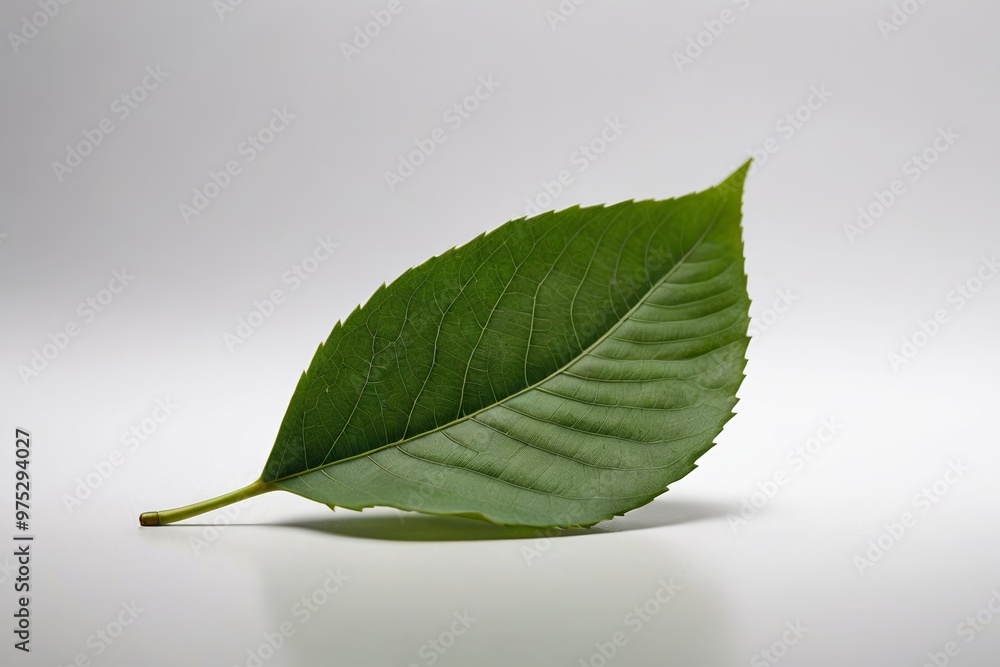 Obraz premium a green leaf on a white background 