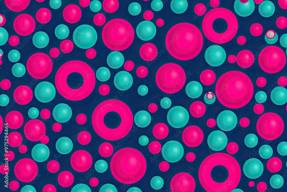 Vibrant Retro Pink and Turquoise Bubble Patterns on Midnight Blue Background Ideal for 70s 80s Disco Decor Vibrant Retro Pink and Turquoise Bubble Patterns on Midnight Blue Background Ideal for 70s 80s Disco Decor