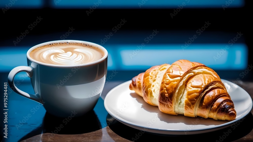 A simple still life featuring croissants and a coffee cup A simple still life featuring croissants and a coffee cup