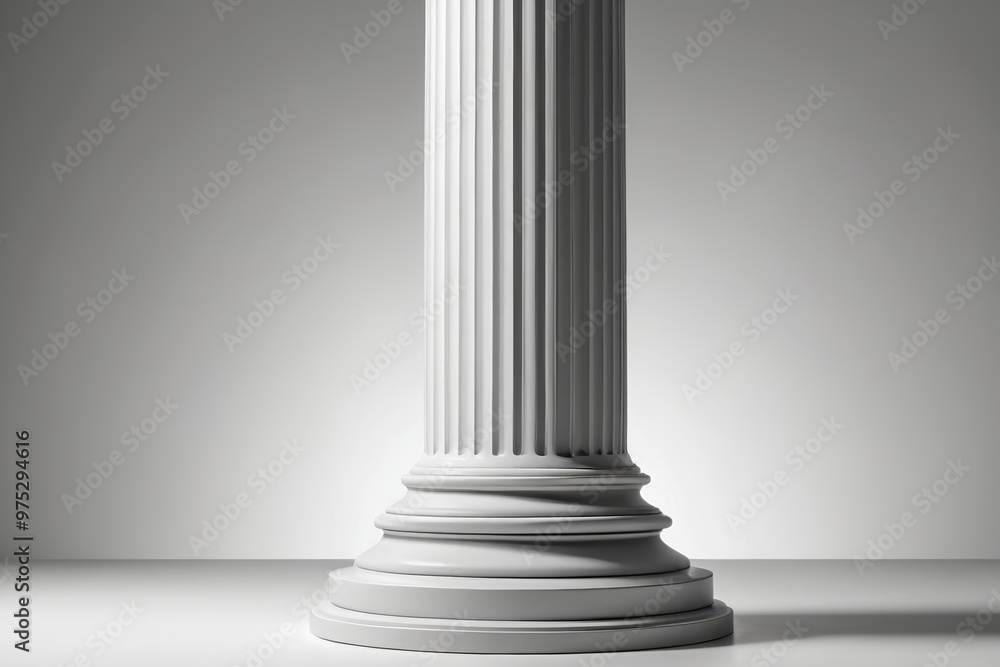 a white column with a pedestal on a gray background a white column with a pedestal on a gray background
