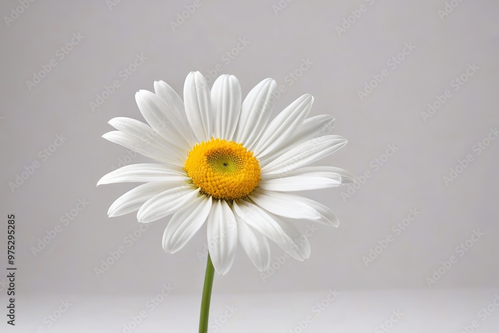 a single white daisy flower with yellow center a single white daisy flower with yellow center