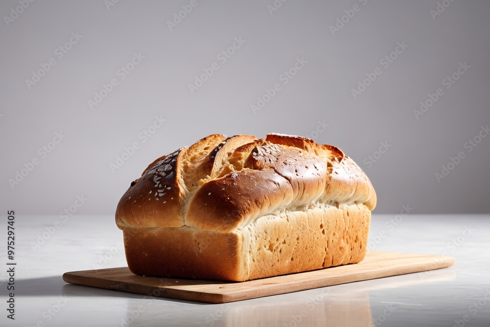 a loaf of bread on a cutting board                             