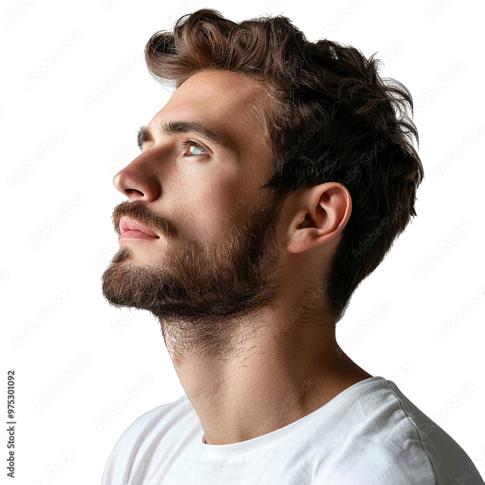 Obraz premium A Man Looking Up in Thought